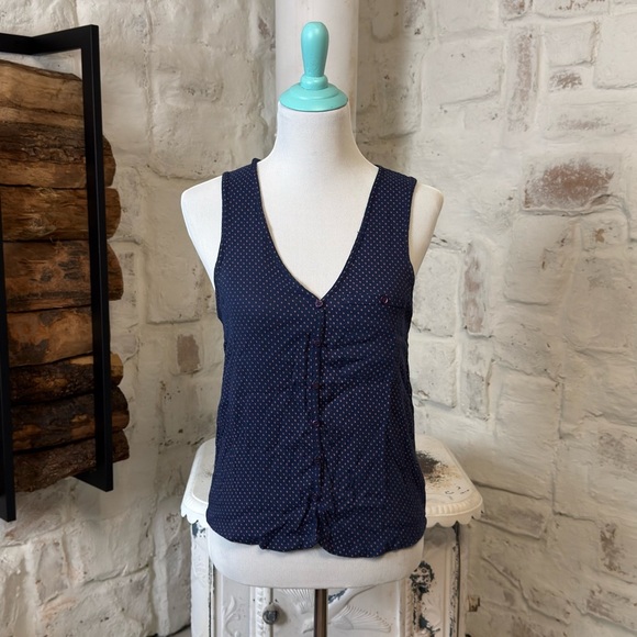 Modcloth Navy Sleeveless Tank with Dots - Picture 1 of 6